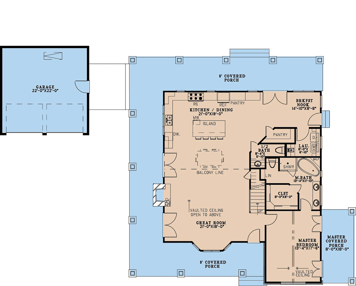 Bungalow Cabin Cottage Country Level One of Plan 82758