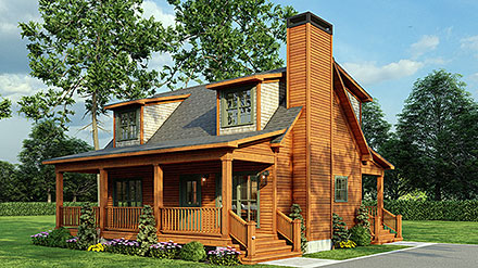 Cabin Coastal Country Elevation of Plan 82759