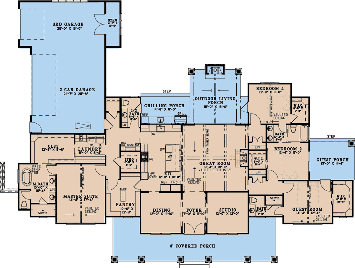 Barndominium Farmhouse Level One of Plan 82761