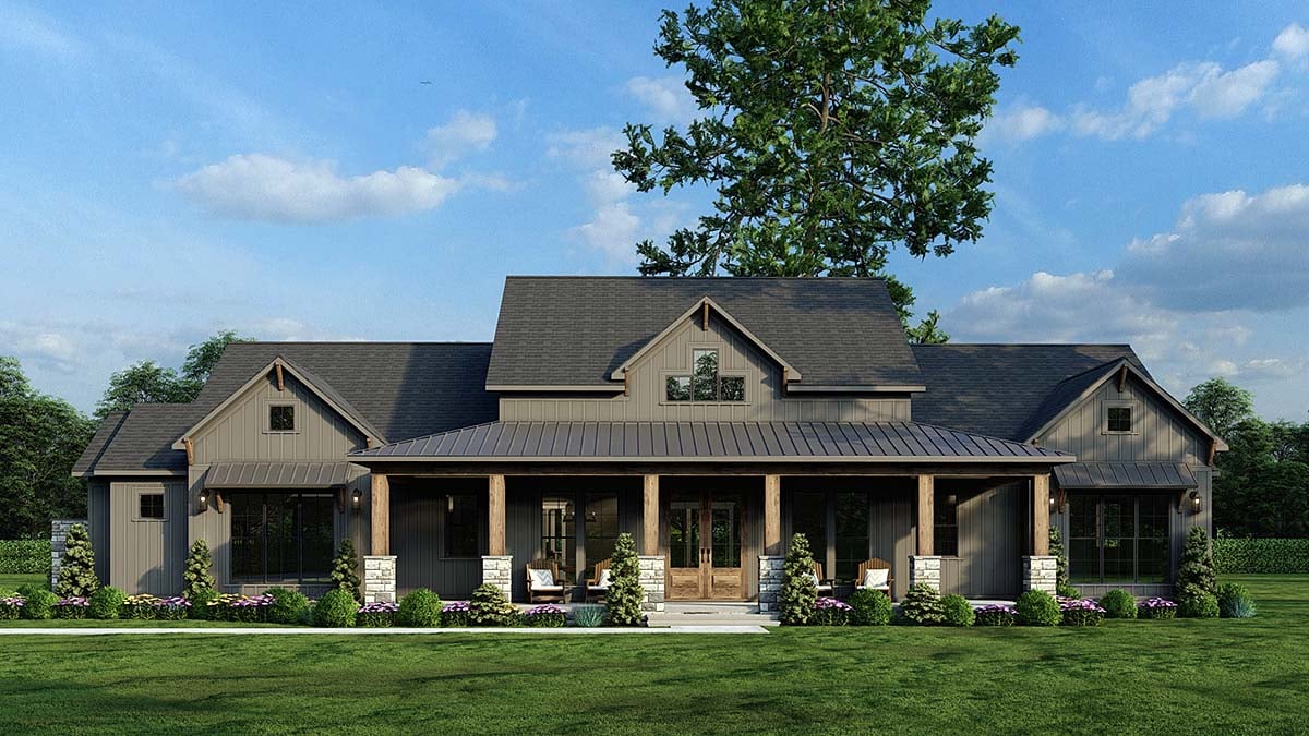 Barndominium, Country, Farmhouse, Traditional Plan with 2481 Sq. Ft., 3 Bedrooms, 4 Bathrooms, 3 Car Garage Elevation