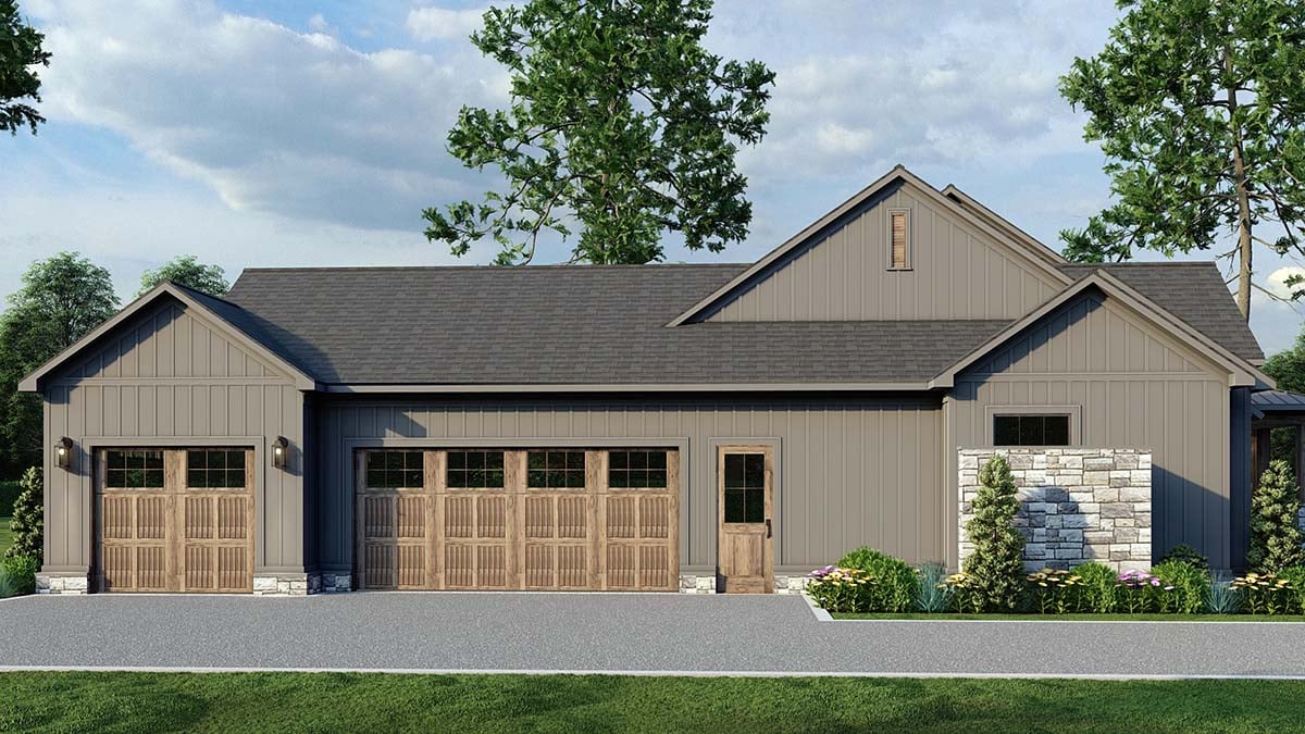 Barndominium, Country, Farmhouse, Traditional Plan with 2481 Sq. Ft., 3 Bedrooms, 4 Bathrooms, 3 Car Garage Picture 3