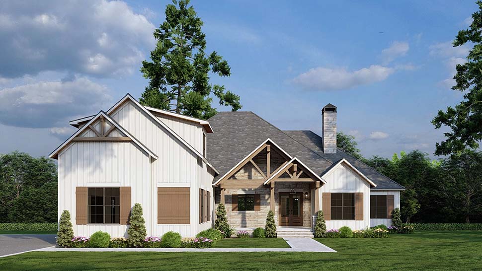 Craftsman, New American Style, Traditional Plan with 3106 Sq. Ft., 3 Bedrooms, 4 Bathrooms, 2 Car Garage Picture 4