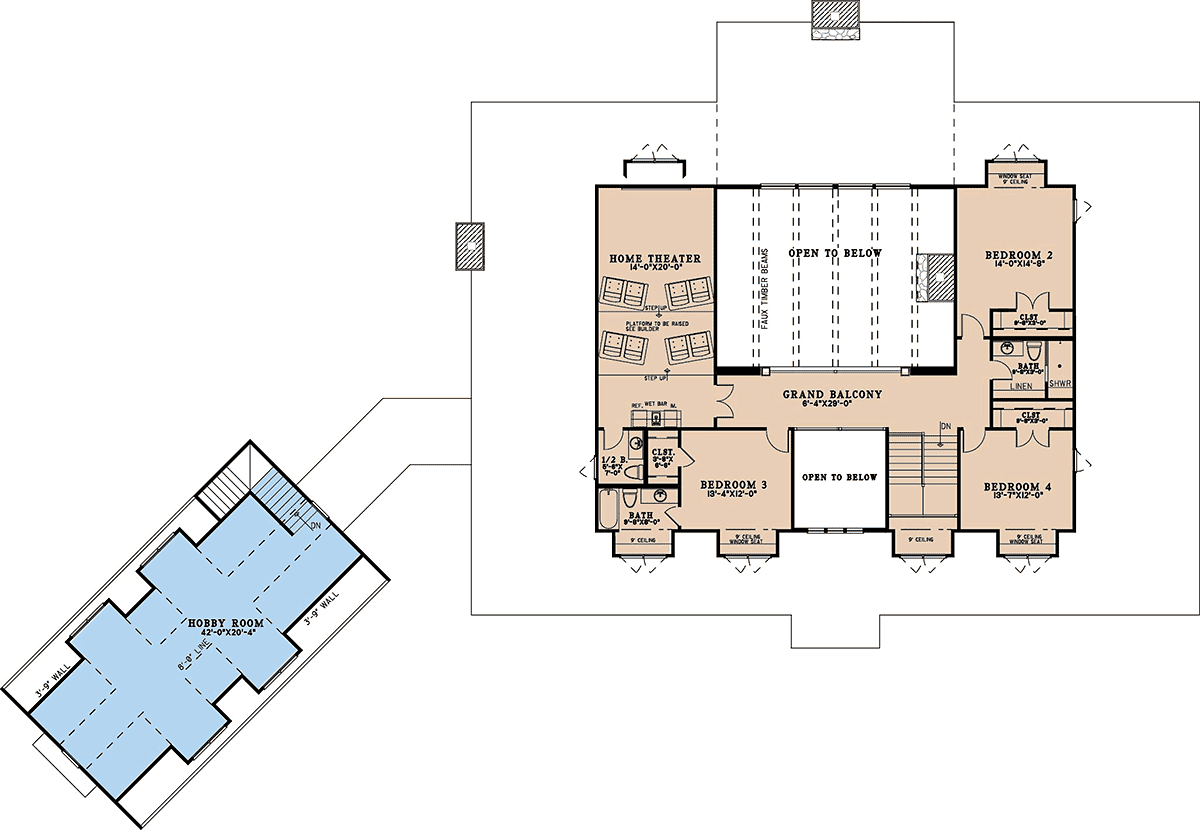 Country Farmhouse Level Two of Plan 82771