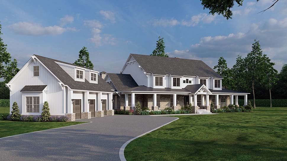 Country, Farmhouse Plan with 5178 Sq. Ft., 4 Bedrooms, 5 Bathrooms, 3 Car Garage Picture 4