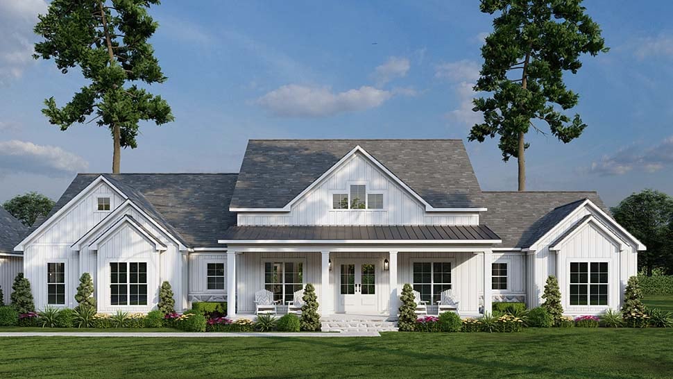 Barndominium, Country, Farmhouse Plan with 2663 Sq. Ft., 4 Bedrooms, 3 Bathrooms, 2 Car Garage Picture 4