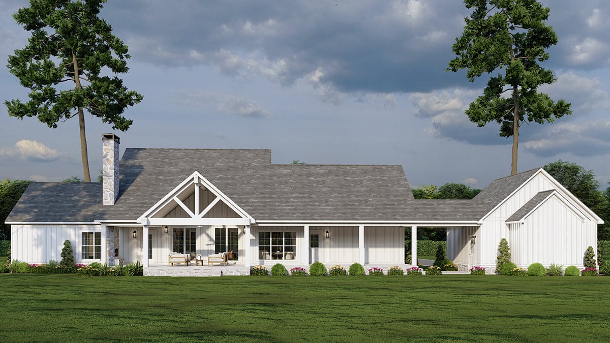 Barndominium Country Farmhouse Rear Elevation of Plan 82772