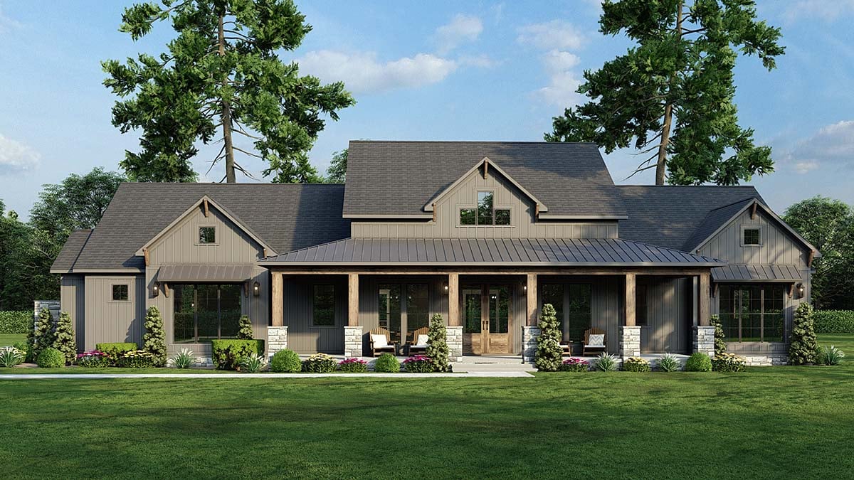 Craftsman, Farmhouse, Traditional Plan with 2564 Sq. Ft., 3 Bedrooms, 3 Bathrooms, 3 Car Garage Elevation