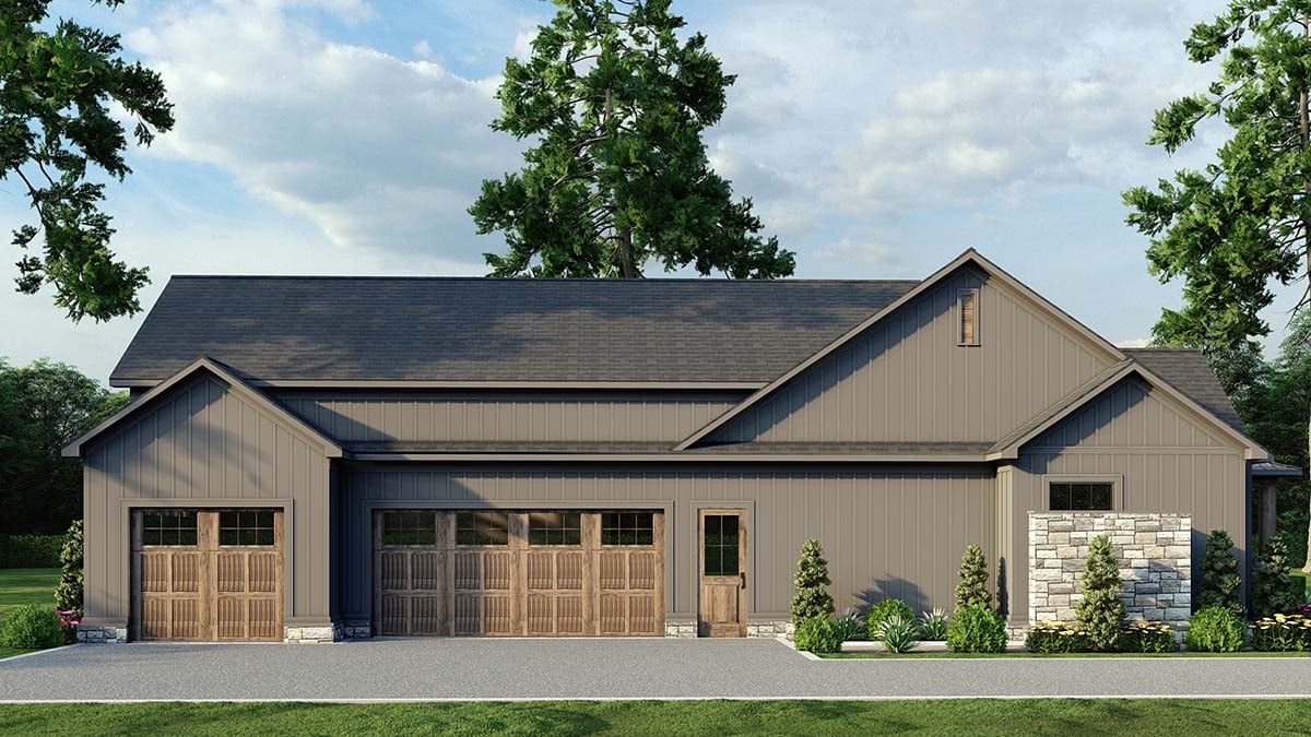 Craftsman, Farmhouse, Traditional Plan with 2564 Sq. Ft., 3 Bedrooms, 3 Bathrooms, 3 Car Garage Picture 3