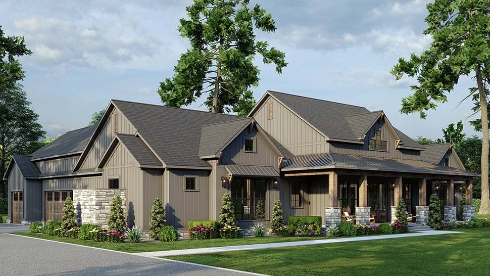 Craftsman, Farmhouse, Traditional Plan with 2564 Sq. Ft., 3 Bedrooms, 3 Bathrooms, 3 Car Garage Picture 5