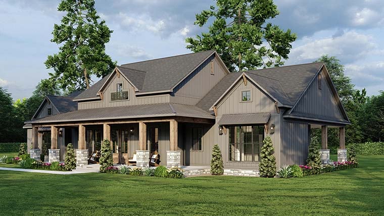 Craftsman, Farmhouse, Traditional Plan with 2564 Sq. Ft., 3 Bedrooms, 3 Bathrooms, 3 Car Garage Picture 6