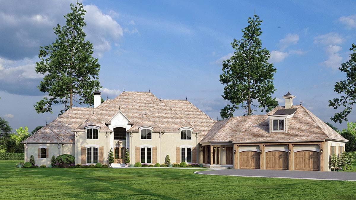 European, French Country, Traditional Plan with 4808 Sq. Ft., 4 Bedrooms, 4 Bathrooms, 3 Car Garage Elevation