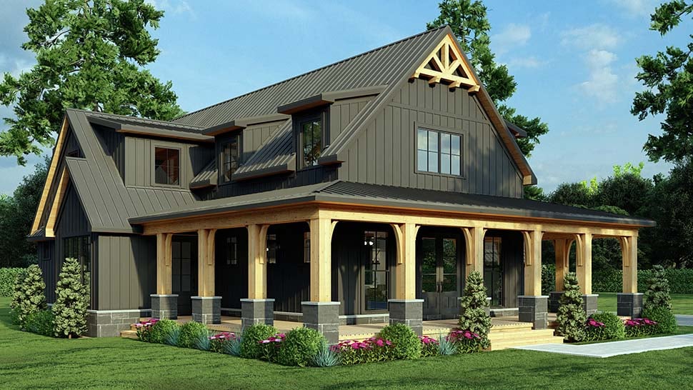 Coastal, Country, Craftsman, Farmhouse Plan with 3033 Sq. Ft., 4 Bedrooms, 4 Bathrooms, 2 Car Garage Picture 4