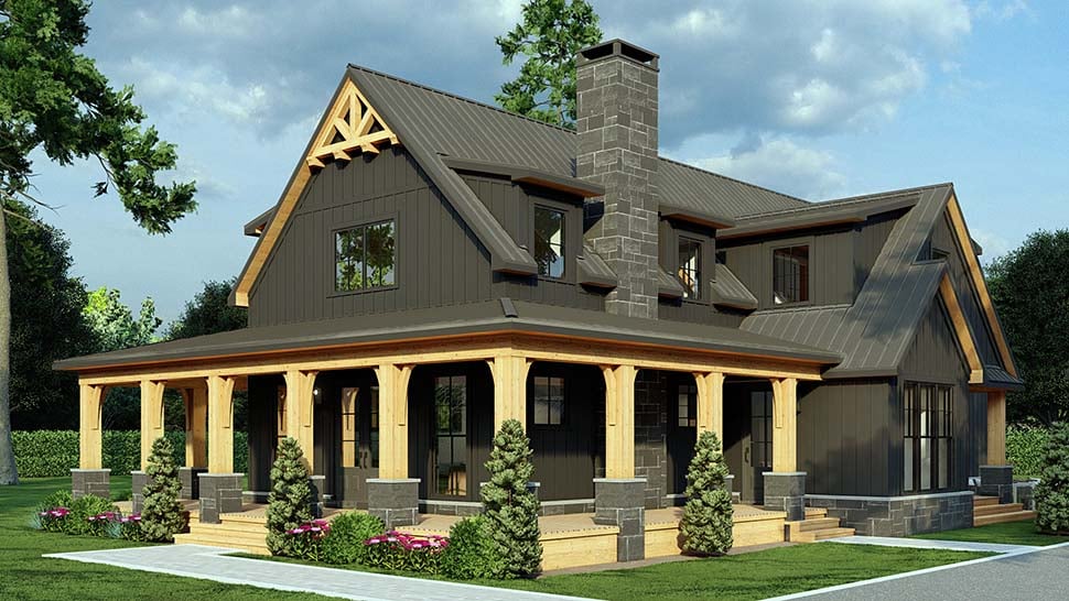 Coastal, Country, Craftsman, Farmhouse Plan with 3033 Sq. Ft., 4 Bedrooms, 4 Bathrooms, 2 Car Garage Picture 5