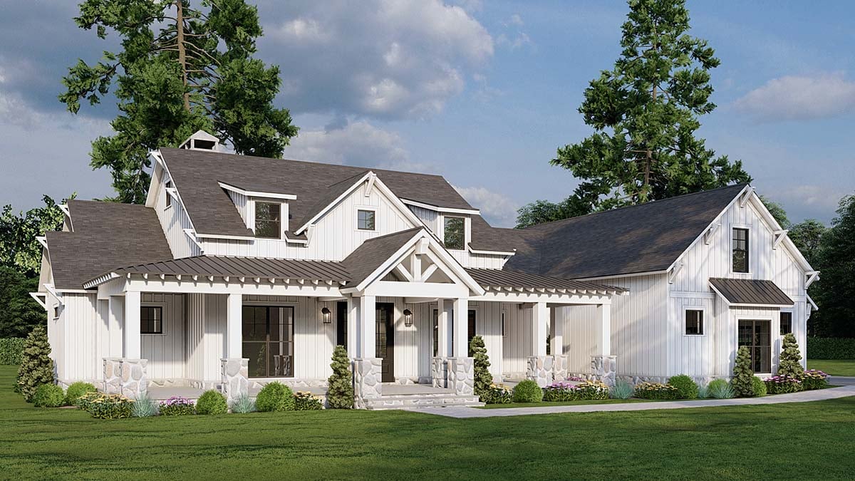 Country, Farmhouse, New American Style Plan with 2610 Sq. Ft., 3 Bedrooms, 3 Bathrooms, 3 Car Garage Elevation