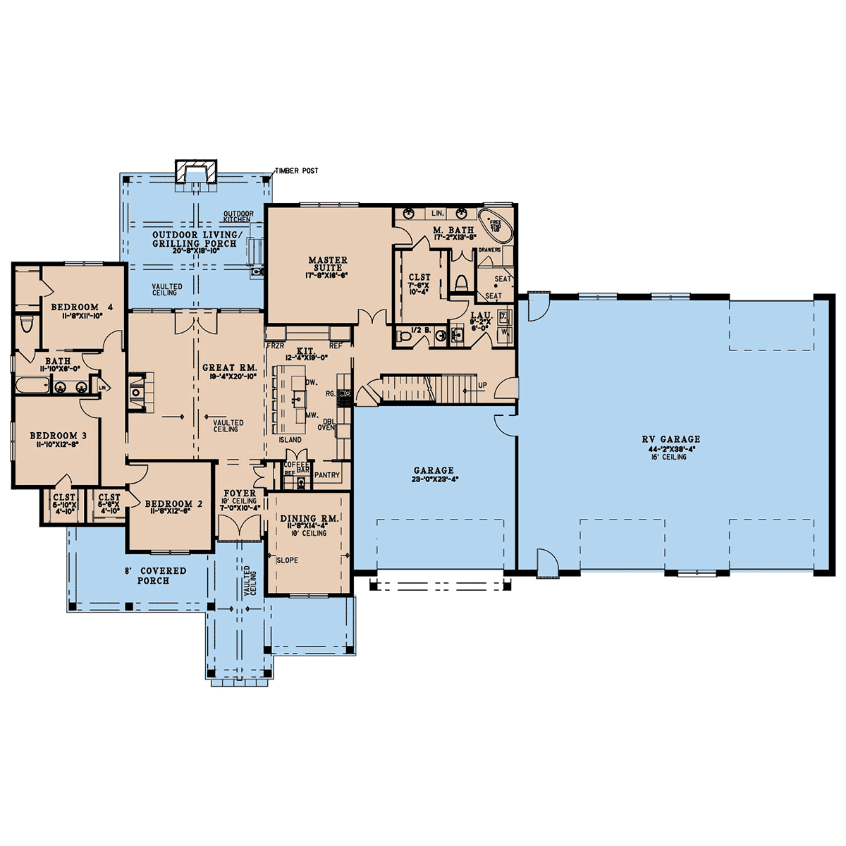 Barndominium Country Craftsman Farmhouse Level One of Plan 82783