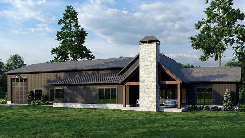 Barndominium, Country, Craftsman, Farmhouse Plan with 2631 Sq. Ft., 4 Bedrooms, 3 Bathrooms, 4 Car Garage Picture 7
