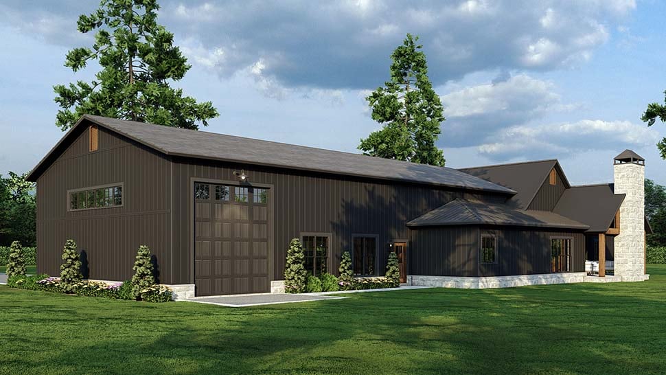 Barndominium, Country, Craftsman, Farmhouse Plan with 2631 Sq. Ft., 4 Bedrooms, 3 Bathrooms, 4 Car Garage Picture 9
