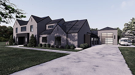 Contemporary European Modern Elevation of Plan 82784