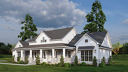 Country Farmhouse Elevation of Plan 82786