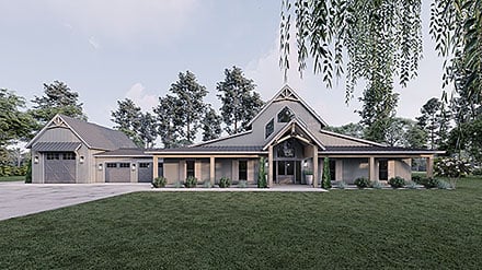 Barndominium, Contemporary, Country, Farmhouse House Plan 82787 with 5 Beds, 4 Baths, 4 Car Garage