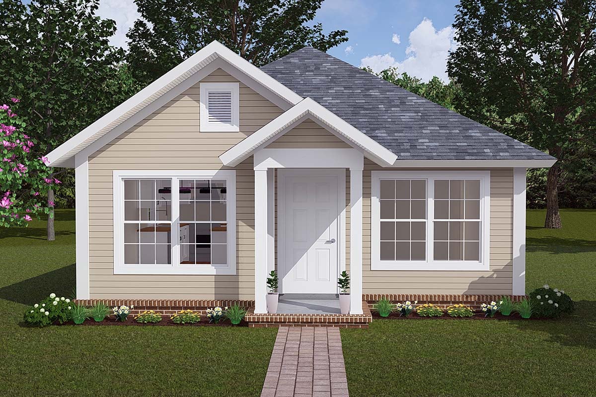 Cottage, Craftsman, Traditional Plan with 788 Sq. Ft., 2 Bedrooms, 1 Bathrooms Elevation