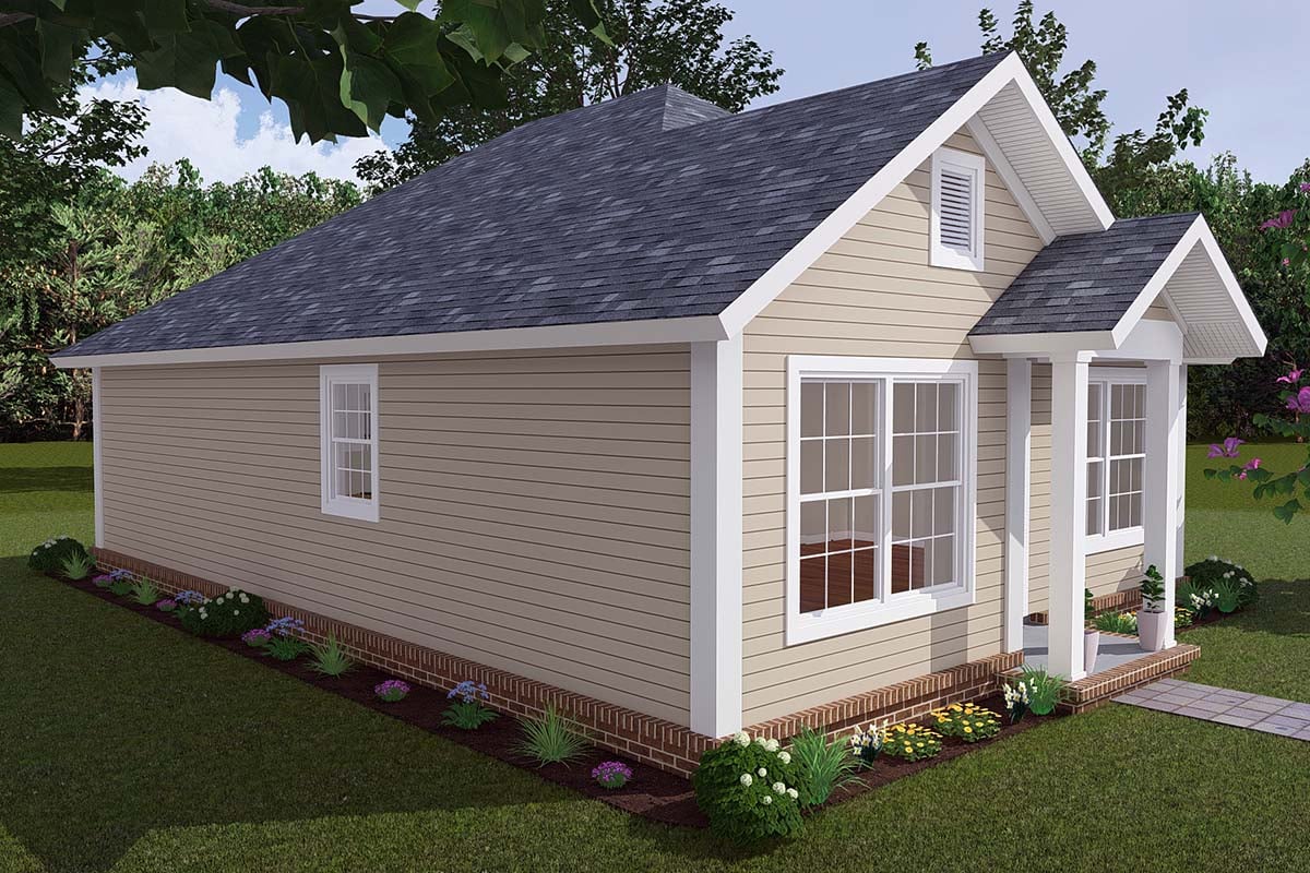 Cottage, Craftsman, Traditional Plan with 788 Sq. Ft., 2 Bedrooms, 1 Bathrooms Picture 3