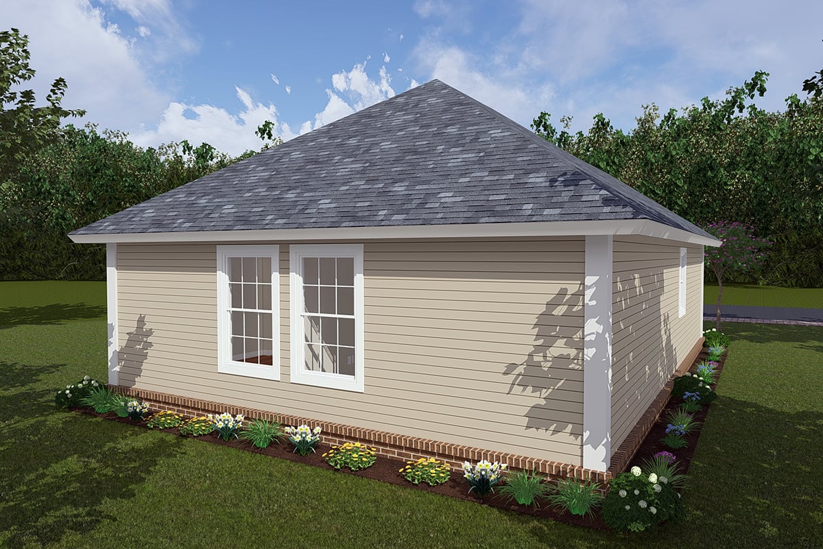 Cottage, Craftsman, Traditional Plan with 788 Sq. Ft., 2 Bedrooms, 1 Bathrooms Rear Elevation