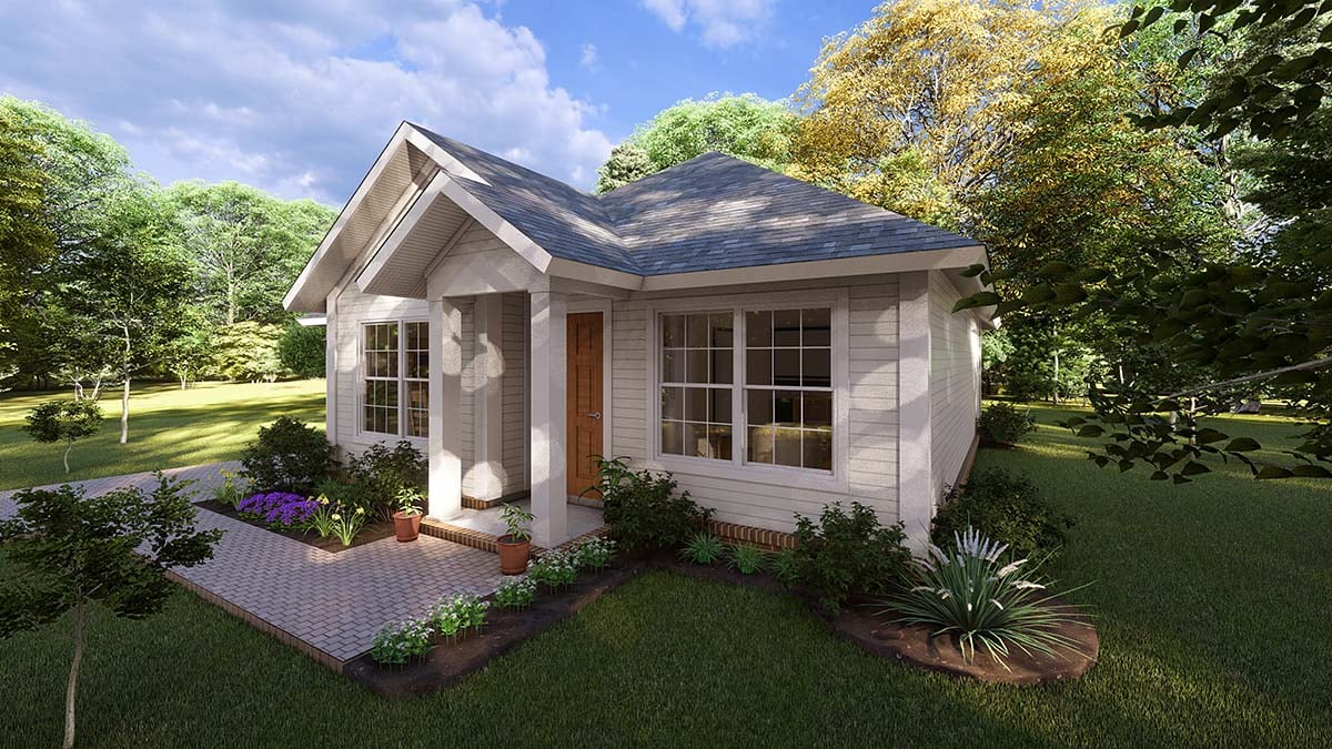 Cottage, Craftsman, Traditional Plan with 788 Sq. Ft., 2 Bedrooms, 1 Bathrooms, 1 Car Garage Picture 2