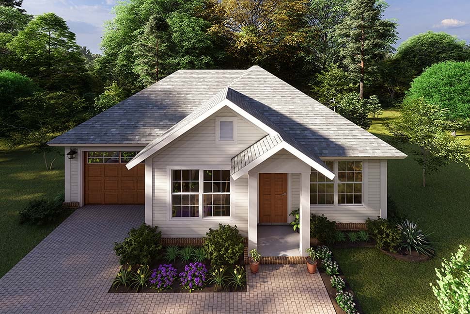 Cottage, Craftsman, Traditional Plan with 788 Sq. Ft., 2 Bedrooms, 1 Bathrooms, 1 Car Garage Picture 4