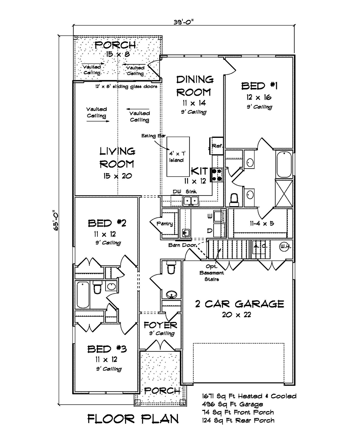 Cottage Craftsman Traditional Level One of Plan 82803