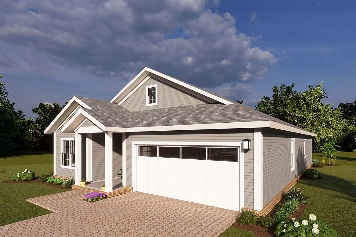 Cottage, Craftsman, Traditional Plan with 1671 Sq. Ft., 3 Bedrooms, 3 Bathrooms, 2 Car Garage Picture 2