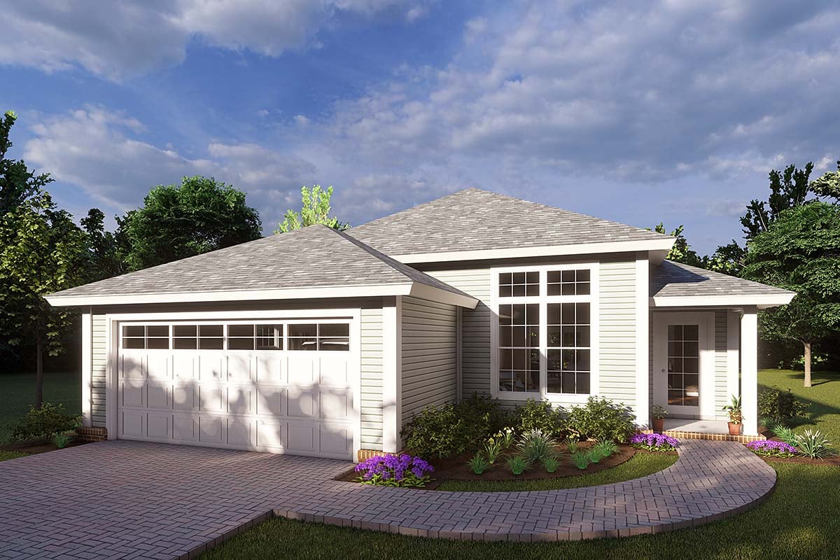 Traditional Plan with 1577 Sq. Ft., 3 Bedrooms, 2 Bathrooms, 2 Car Garage Elevation