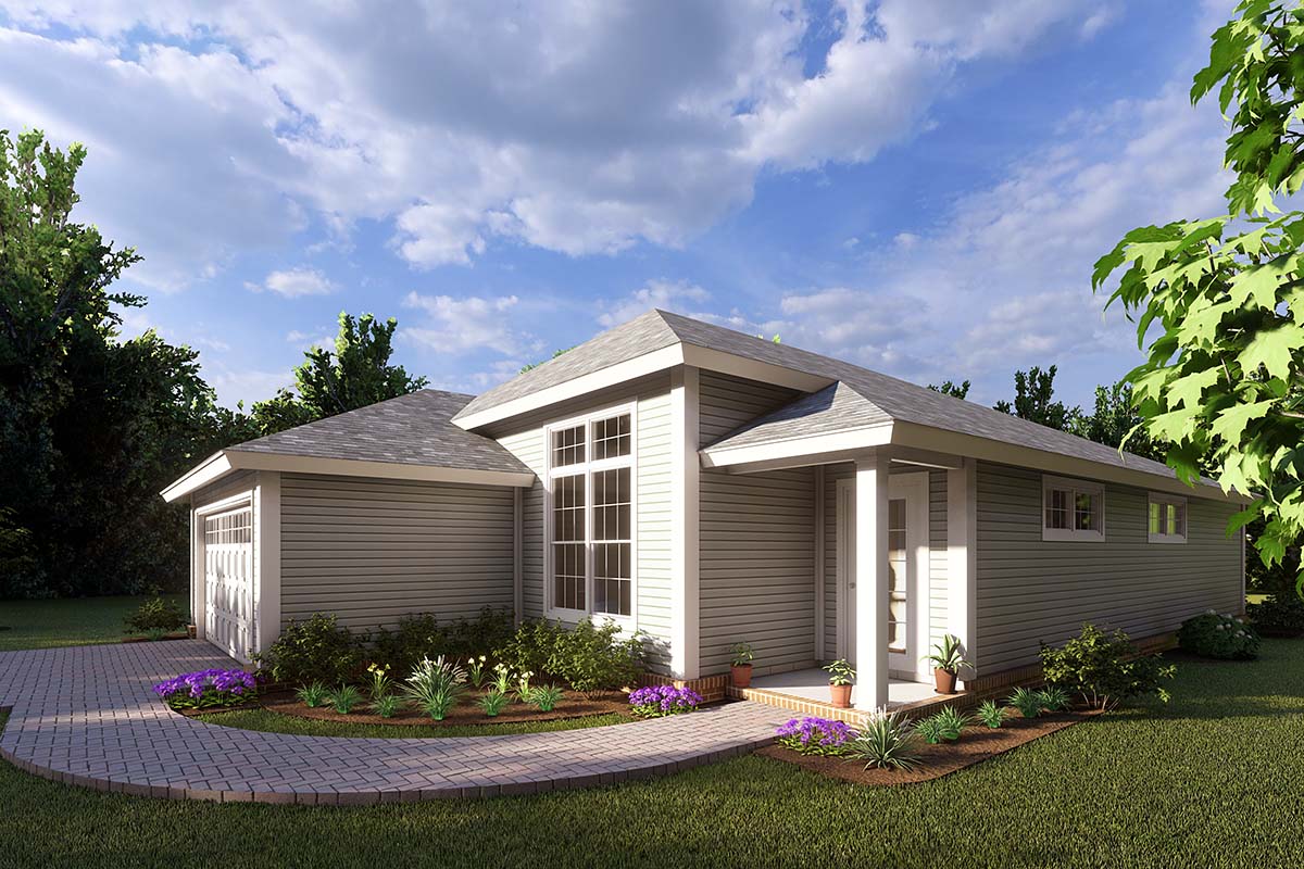 Traditional Plan with 1577 Sq. Ft., 3 Bedrooms, 2 Bathrooms, 2 Car Garage Picture 2