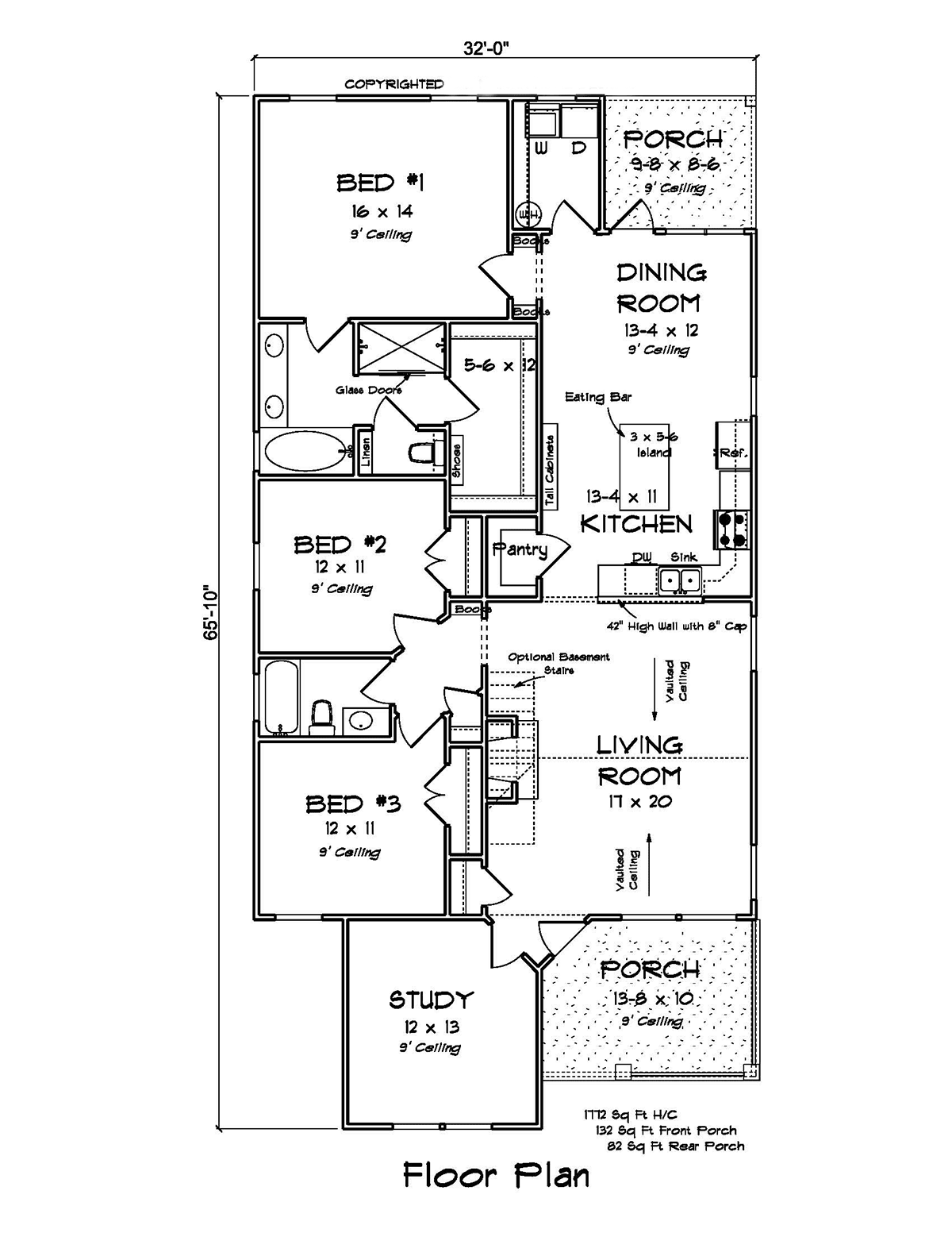 Cottage Craftsman Traditional Level One of Plan 82806