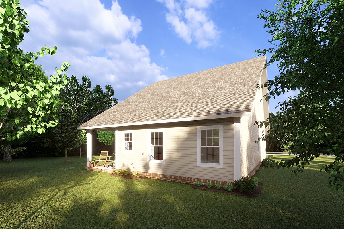 Cottage, Craftsman, Traditional Plan with 1772 Sq. Ft., 3 Bedrooms, 2 Bathrooms Rear Elevation