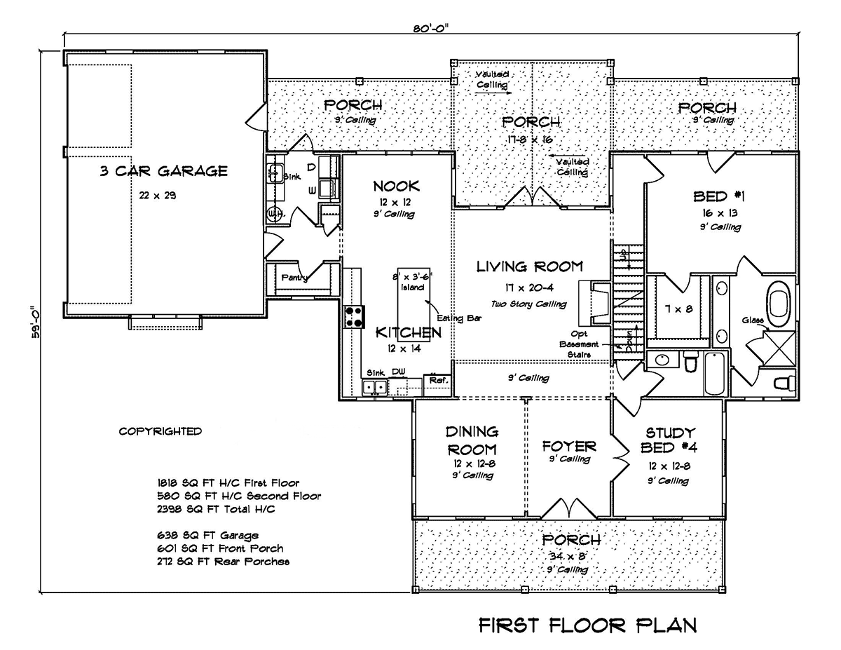 Country Farmhouse Level One of Plan 82808