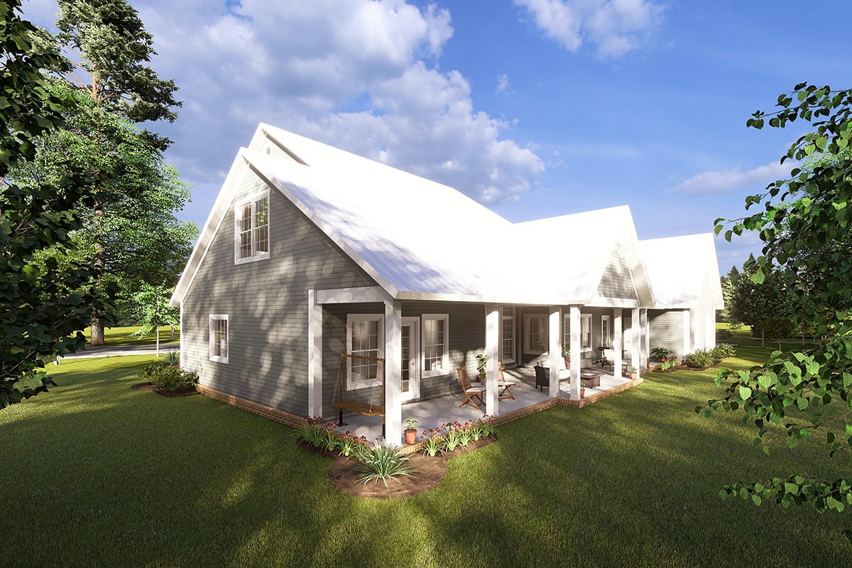 Country, Farmhouse Plan with 2398 Sq. Ft., 4 Bedrooms, 4 Bathrooms, 3 Car Garage Rear Elevation