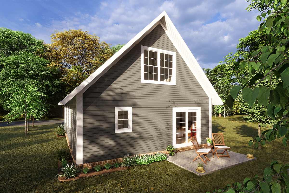 Cabin, Cottage Plan with 949 Sq. Ft., 1 Bedrooms, 1 Bathrooms Rear Elevation