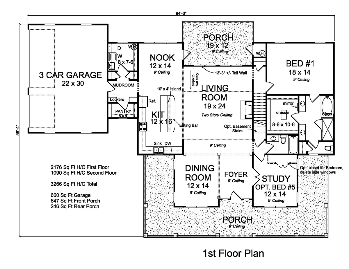 Craftsman Farmhouse Traditional Level One of Plan 82811