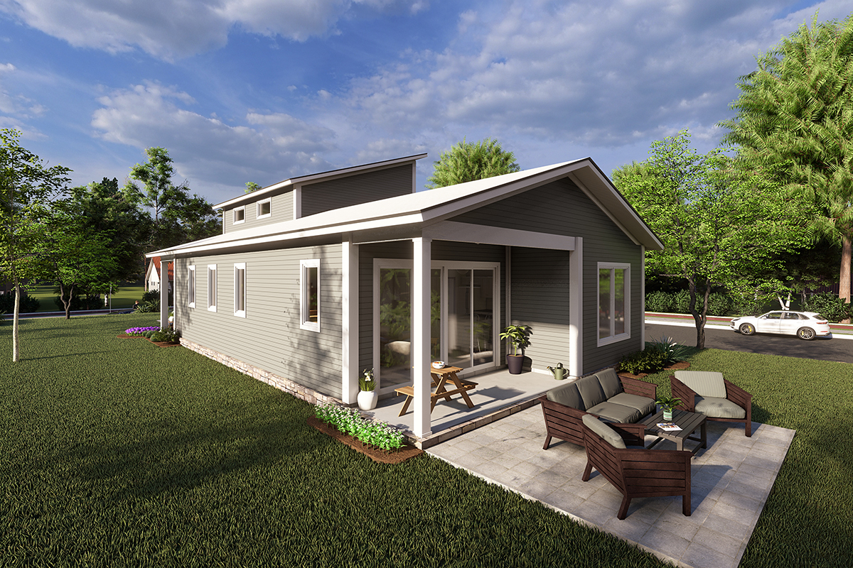 Contemporary, Modern Plan with 1780 Sq. Ft., 3 Bedrooms, 3 Bathrooms Rear Elevation