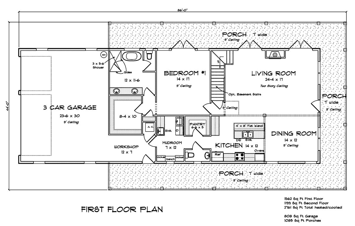 Barndominium Farmhouse Level One of Plan 82813
