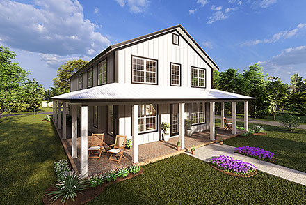 Barndominium Farmhouse Elevation of Plan 82813