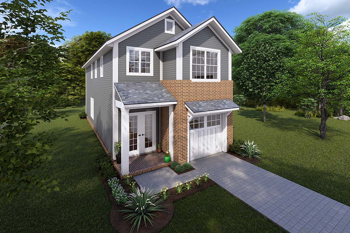Cottage, Country, Traditional Plan with 1567 Sq. Ft., 3 Bedrooms, 3 Bathrooms, 1 Car Garage Elevation