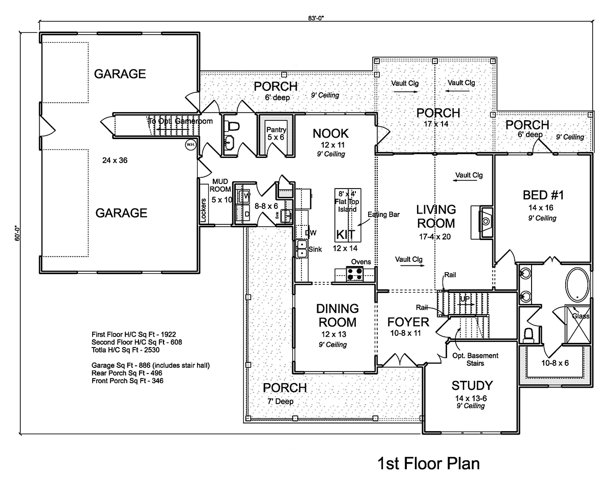 Country Farmhouse Level One of Plan 82816