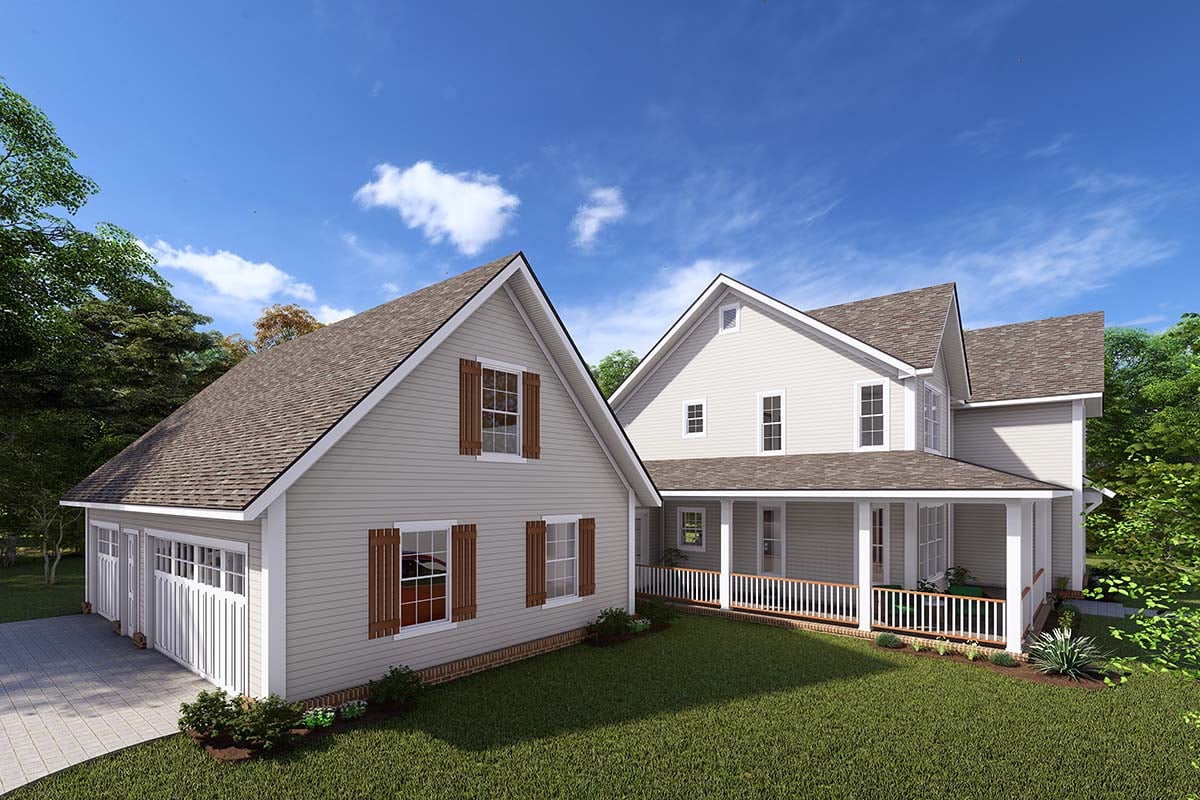 Country, Farmhouse Plan with 2530 Sq. Ft., 3 Bedrooms, 4 Bathrooms, 3 Car Garage Picture 3
