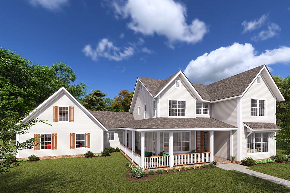 Country, Farmhouse Plan with 2530 Sq. Ft., 3 Bedrooms, 4 Bathrooms, 3 Car Garage Picture 4