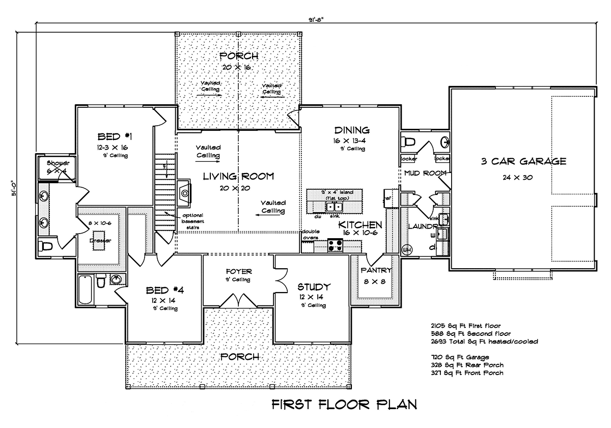 Country Farmhouse Level One of Plan 82819