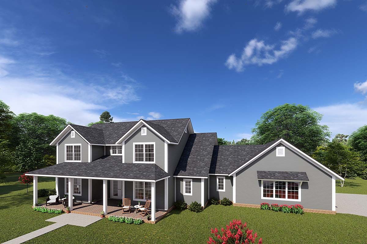 Country, Farmhouse Plan with 2693 Sq. Ft., 4 Bedrooms, 4 Bathrooms, 3 Car Garage Elevation