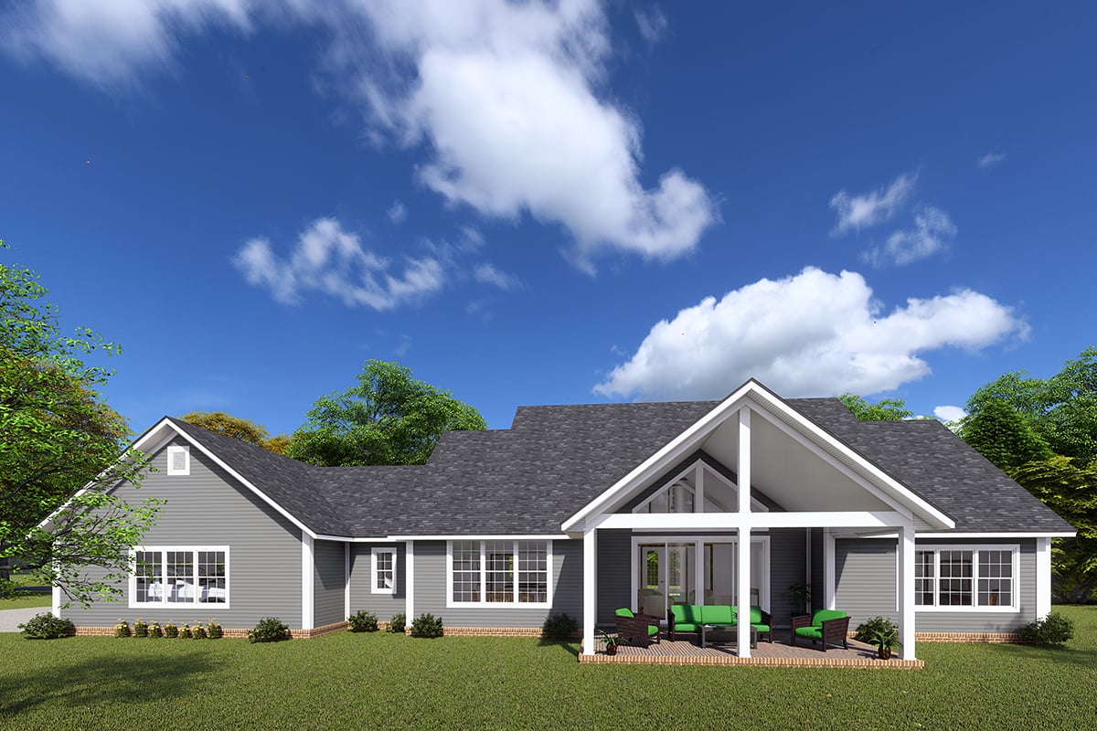 Country Farmhouse Rear Elevation of Plan 82819