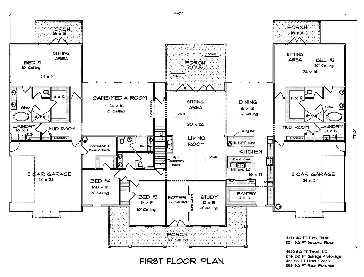 Farmhouse Traditional Level One of Plan 82821